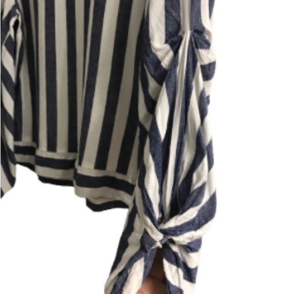 Roberta Biagi Linen Blend Striped Popover Blouse Top S - Picture 4 of 9